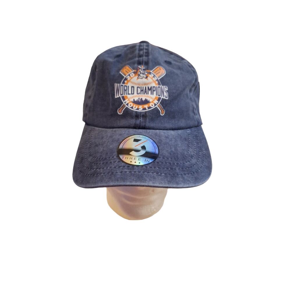 Mens Baseball Hat Houston Astros 2022 World Champions Three In Blue Adjustable